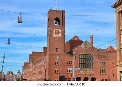 Beurs Van Berlage Building In Amsterdam, Netherlands. It Is A Former Commodity Exchange At Damrak Street.