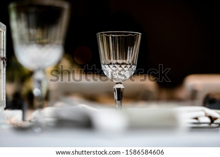 Beutiful setup of wine glasess for dinner, party, weddings or chrismas