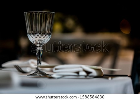 Beutiful setup of wine glasess for dinner, party, weddings or chrismas