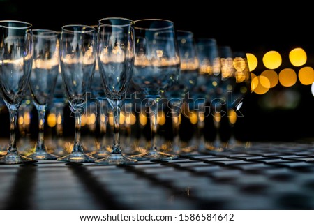 Beutiful setup of wine glasess for dinner, party, weddings or chrismas