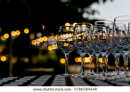 Beutiful setup of wine glasess for dinner, party, weddings or chrismas