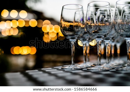 Beutiful setup of wine glasess for dinner, party, weddings or chrismas