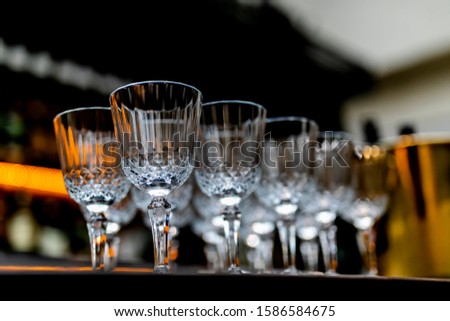 Beutiful setup of wine glasess for dinner, party, weddings or chrismas