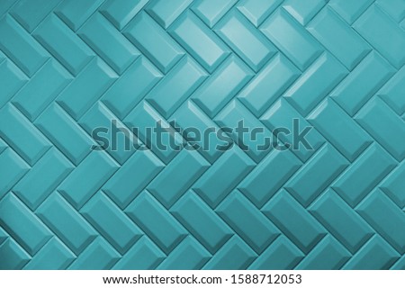Beveled aqua menthe matt ceramic tiles pattern laid herringbone