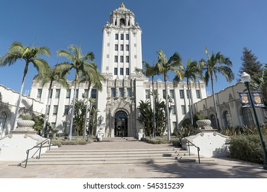 Beverley Hills, California, USA - November 08, 2016.11.08: Beverly Hills municipality building in Beverly Hills, CA, USA
