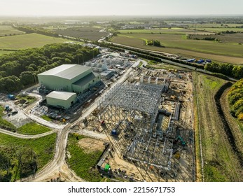 Beverley, UK - October 6 2022: Dogger Bank Offshore Wind Farm Converter Station Near Creyke Beck Substation During Construction. HVDC To HVAC Converter Sites. 