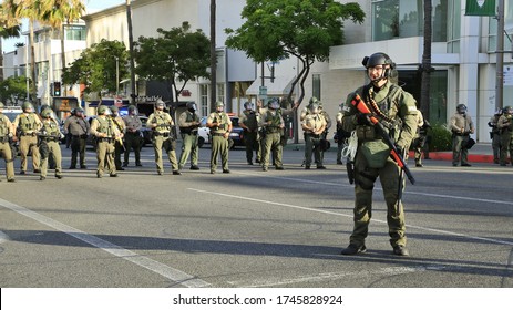 BEVERLY HILLS CA - MAY 30, 2020: A day of rioting and protesting around Los Angeles CA about the murder of George Floyd by police May 30, 2020.