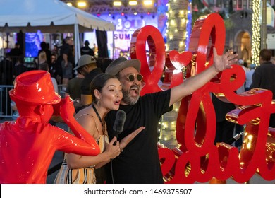 Beverly Hills, CA / United States - 8.1.19: Mr. Brainwash unveils new artwork at Beverly Hill's 3rd Annual BOLD Summer Event in Los Angeles