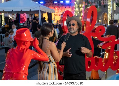 Beverly Hills, CA / United States - 8.1.19: Mr. Brainwash unveils new artwork at Beverly Hill's 3rd Annual BOLD Summer Event in Los Angeles