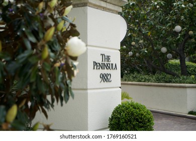 Beverly Hills, CA / USA - May 29, 2020: Exterior Of The Peninsula Hotel, 9882 S Santa Monica Blvd, Beverly Hills, CA 90212.