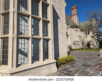 Beverly Hills, California - February 18, 2022: The Bay Window And Terrace At Greystone Mansion