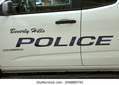 Beverly Hills, California - 
October 24, 2021:
Beverly Hills Police Department car door signage