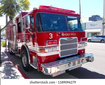 BEVERLY HILLS, California - September 16, 2018: Beverly Hills Fire Department Truck