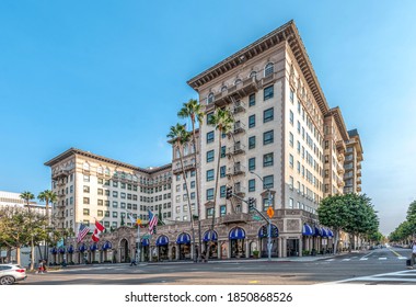 Beverly Hills, California - September 20, 2020- A view of Beverly Wilshire Hotel on Wilshire Blvd