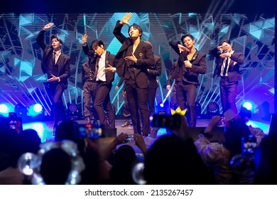 Beverly Hills, California, USA - March 12, 2022:  The Los Angeles stop for South Korea's Kpop boy band ONEUS on their "BLOOD MOON" tour.  These artists performed their powerful and intricate choreogrp