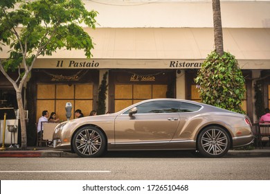 Beverly Hills, Year 2018: Side View Of Bentley Continental GT Parked At N Canon Dr.