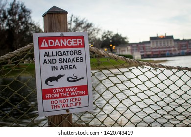 Beware Of Alligators And Snakes Sign