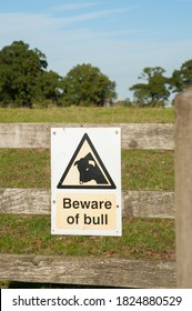 Beware of Bull, amusing / funny sign, this sign is located next to a kissing gate on entry to a footpath through a field where a bull is grazing. The sign can be found near Goudhurst, in Kent. 