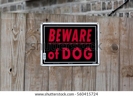 Beware of dog sign - dog danger sign, colored in red and black