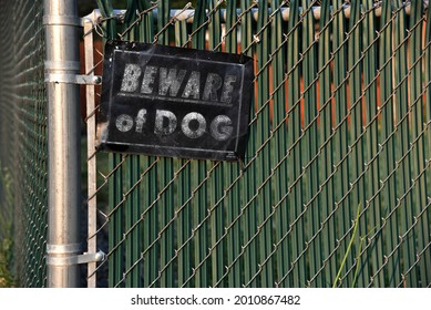 Beware of Dog sign in Golden Colorado, Jefferson County