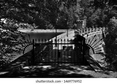 Bezrucovo Udoli, Czech Republic - August 01, 2019: Iron Gate On Kamenicka Dam In Bezrucovo Udoli Valley During Summer Day