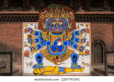 Bhairab wall painting in Temple