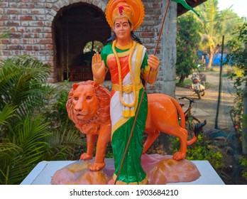 Bharat Mata And Lion Idol.