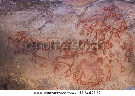 Bhimbetka Rock Shelters, Madhya Pradesh, India. Declared a UNESCO World Heritage site in 2003, the shelters contain ancient rock art from the Upper Paleolithic to Medieval times .