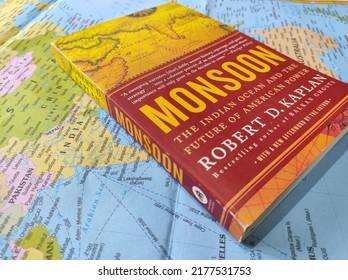 Bhopal, India- July 12 2022: Monsoon: The Indian Ocean And The Future Of American Power By Robert D. Kaplan. This Book Is About Indo-Pacific Region And Importance Of Indian Ocean In Future Geopolitics