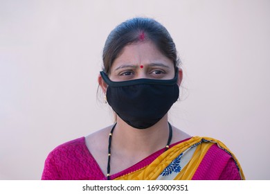 Bhopal Madhya Pradesh India 20-march-2020 Arti Malviya In Black Mask As Protection From Noval Corona Virus 