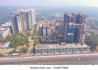 Bhopal, Madhya Pradesh, India - January 15, 2022: View Of Commercial And Residential Land Use Development In Bhopal, Madhya Pradesh, India