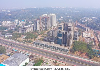 Bhopal, Madhya Pradesh, India - January 15, 2022: Aerial View Of New City Business District Development At Bhopal, Madhya Pradesh, India