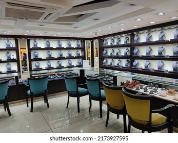 Bhopal, Madhya Pradesh, India - July 01, 2022: Interior View Of A Jewellery Shop Located At Bhopal, Madhya Pradesh, India 