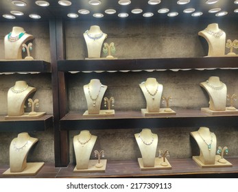 Bhopal, Madhya Pradesh, India - July 06, 2022: Interior View Of A Jewellery Shop Located At Bhopal, Madhya Pradesh, India 