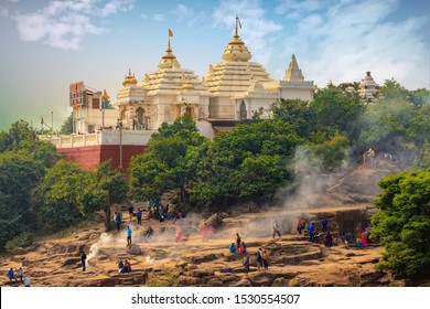 BHUBANESWAR, INDIA, JANUARY 11, 2019 : Overview of the Khandagiri Jain temple, located at the top of a hill near Bhubaneswar in India