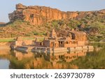 Bhutanatha temple and agasthya tirtha (Lake), sandstone shrines dedicated to the deity Bhutanatha, constructed in the late 7th century, Badami, Karnataka, India.