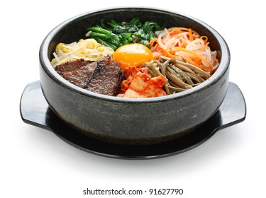 Bibimbap In A Heated Stone Bowl, Korean Dish