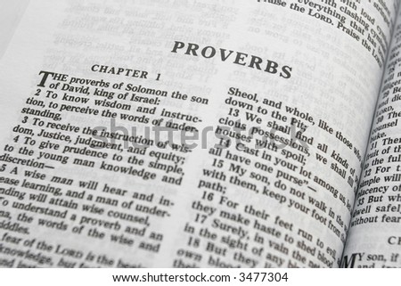 Bible close-up on Proverbs with shallow DOF