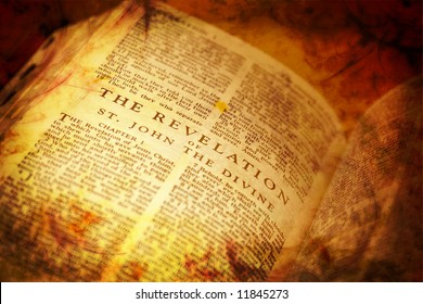 Bible showing The Revelation in distressed vintage style - Shutterstock ID 11845273