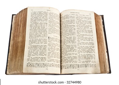 Bible. Very Old Open Book Isolated On White