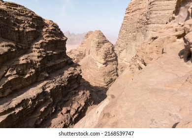 Biblical Landscape In Wadi Rum Desert, A Protected Area In Jordan Near Arabic Peninsula