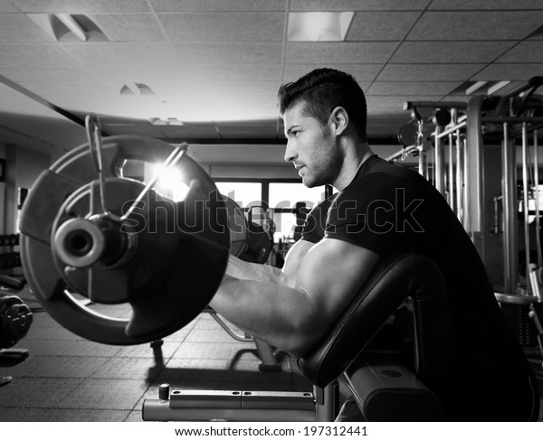 Biceps Preacher Bench Arm Curl Workout Stock Photo Edit Now