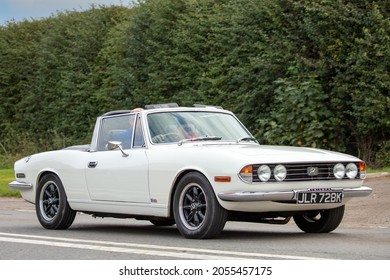  Bicester, Oxon,  UK October 10th 2021. 1971 White Triumph Stag