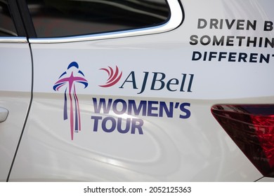 Bicester, UK - October 2021: Logo For Th AJ Bell Womens Tour. A Womes Cycle Race In The UK