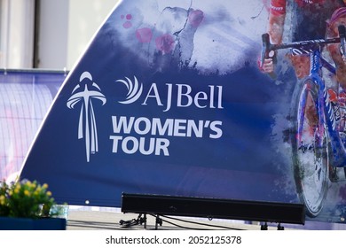 Bicester, UK - October 2021: Logo For Th AJ Bell Womens Tour. A Womes Cycle Race In The UK