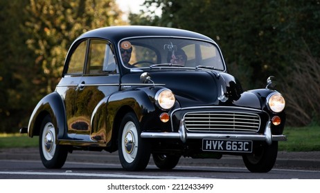 Bicester,Oxon,UK - Oct 9th 2022. 1965 Black Morris Minor Classic Car