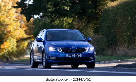 Bicester,Oxon,UK - Oct 9th 2022. 2017 Blue Skoda Octavia Family Car