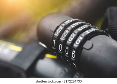 Bicycle cable with combination lock for bike safety - Shutterstock ID 2172224733