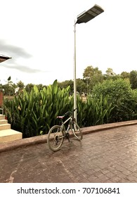 Bicycle and electric pole