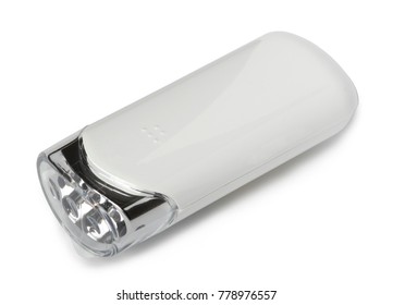 Bicycle front  LED flashlight isolated on white background